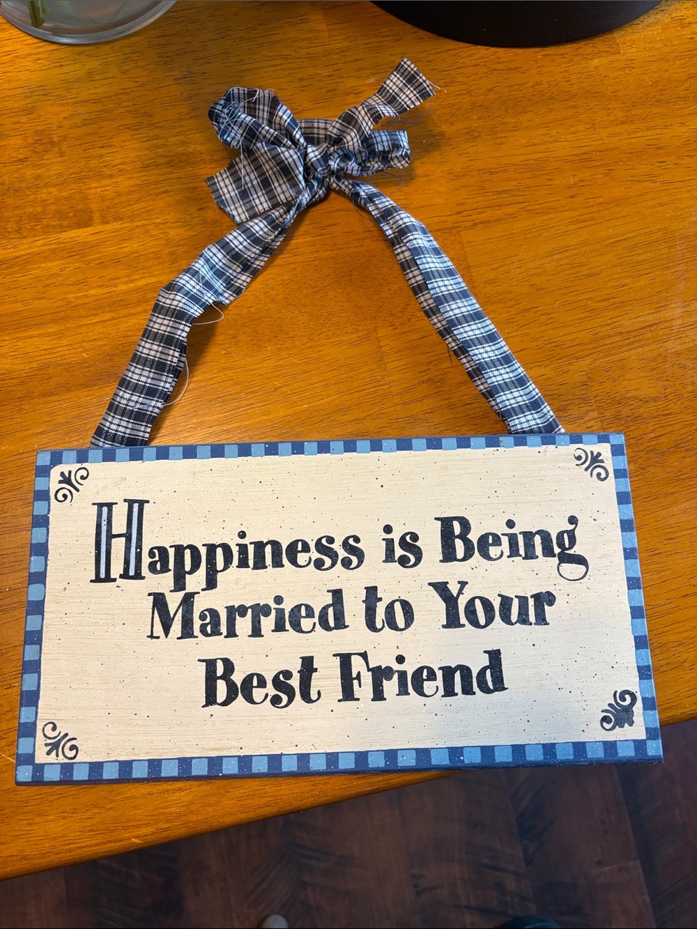 Happiness Is Being Married To Your Best Friend Plaque - Blue